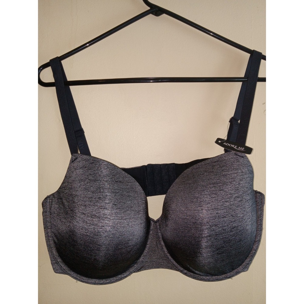 NWT Adore Me Women's Padded Underwire Push Up Bra Gray Black 42DD‎